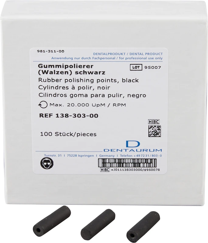 Gummipolierer Packung 100 Stück UM, schwarz mittel-grob, Fig. 114, Seite u. Stirn schneidend, ISO 070