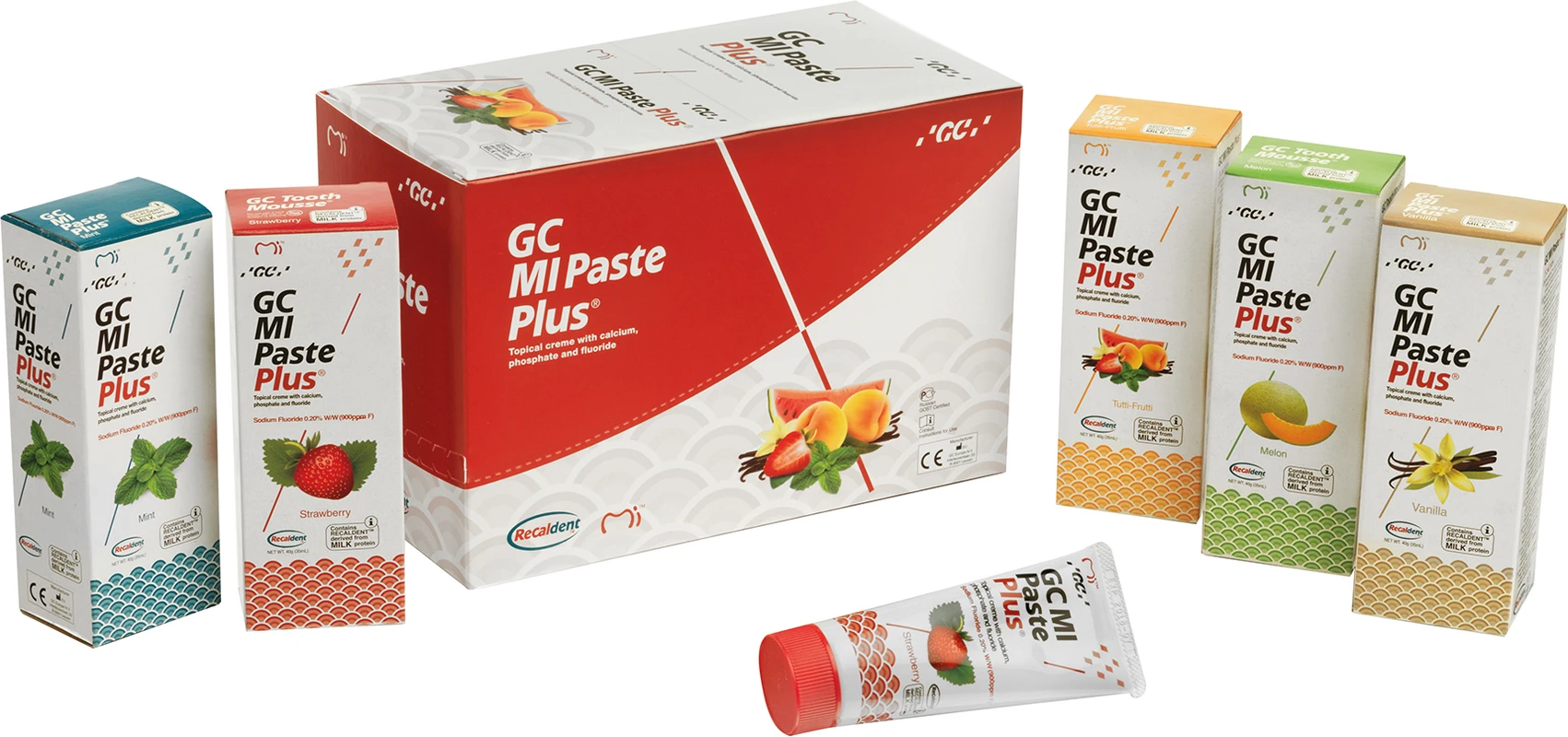 GC MI Paste Plus™ Promopack 5+1 6 x 40 ml Paste (Melone, Erdbeer, Tutti Frutti, Vanille, Minze)