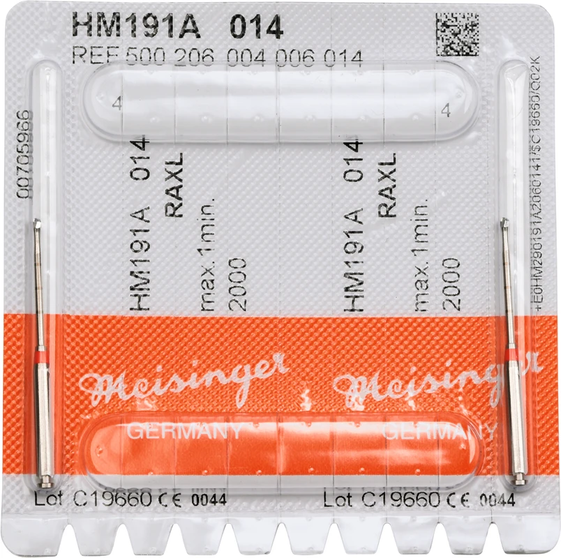 Endo Access Bur 191A Packung 2 Stück rot, RAXL, Figur 004, Kopf: 16 mm, Total: 34 mm, ISO 014