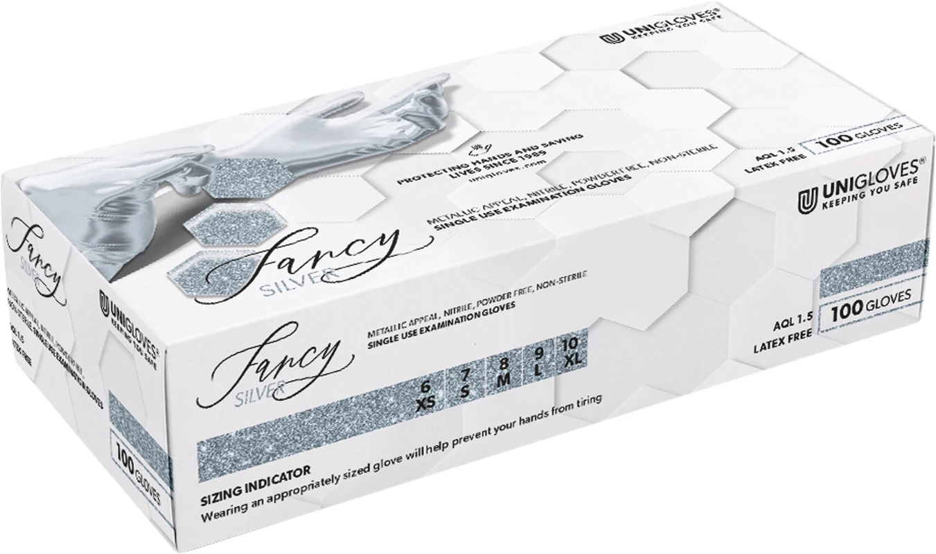 FANCY SILVER Packung 100 Stück puderfrei, silber, M