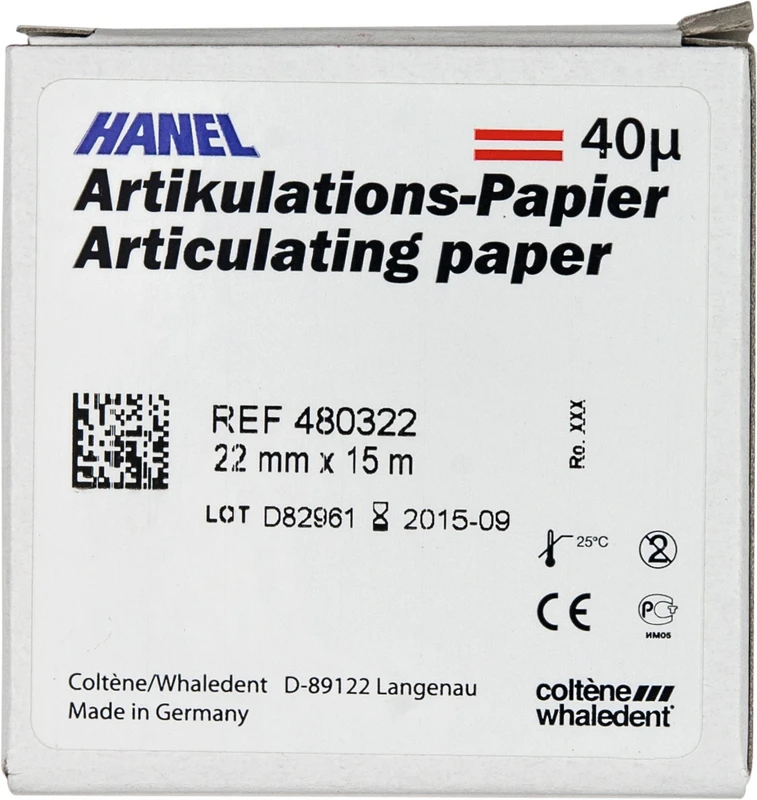HANEL Artikulations-Papier 40 µm Rolle 15 m Artikulationspapier rot, 22 mm breit, 40 µm