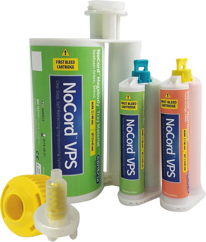 NoCord™ VPS Packung 2 x 50 ml Doppelkartusche MegaBody Tray-Material, 6 SuperMixer Mischdüsen türkiser Ansatz
