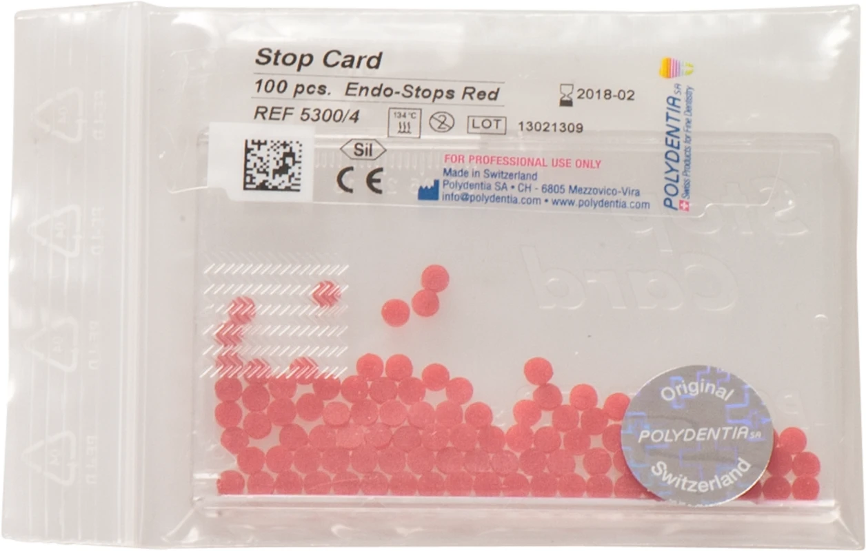 Endo Stops Packung 100 Endo-Stopper rot, 1 Stop-card