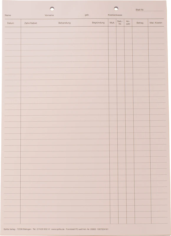Krankenblatt P2 Spitta Verlag