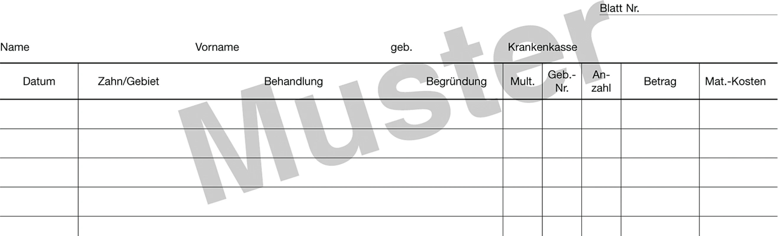 Krankenblatt P2 Stück 100 Blatt
