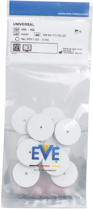 EVE UNIVERSAL Packung 10 Stück unmontiert, weiß grob, Figur Rad, 22 x 3 mm