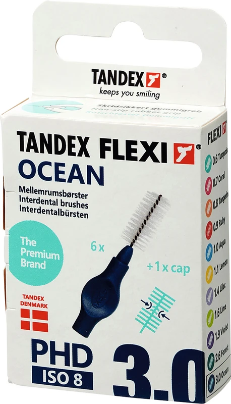 FLEXI® Interdentalbürsten PHD Packung 6 Stück ocean, PHD 3.0 (Ø 1,2 mm), ISO 8