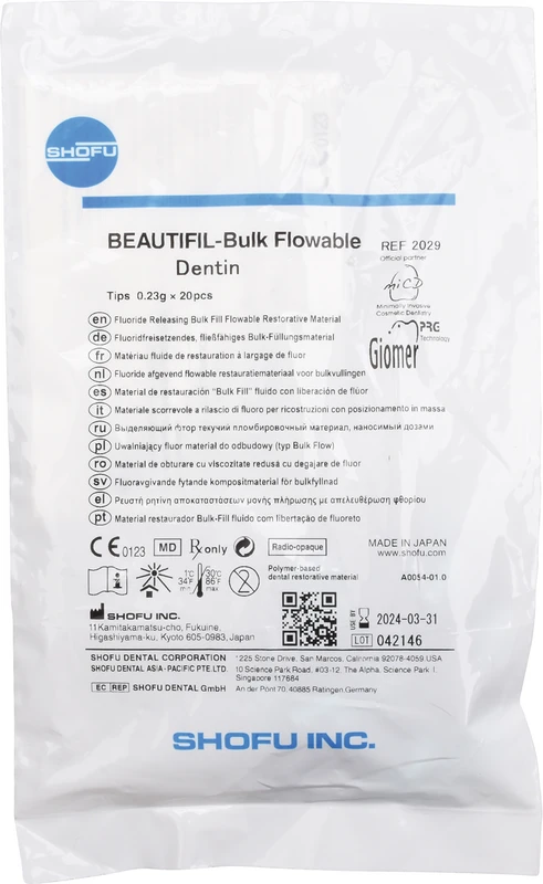 BEAUTIFIL Bulk Packung 20 x 0,23 g Tip Flowable dentin BEAUTIFIL Bulk SHOFU