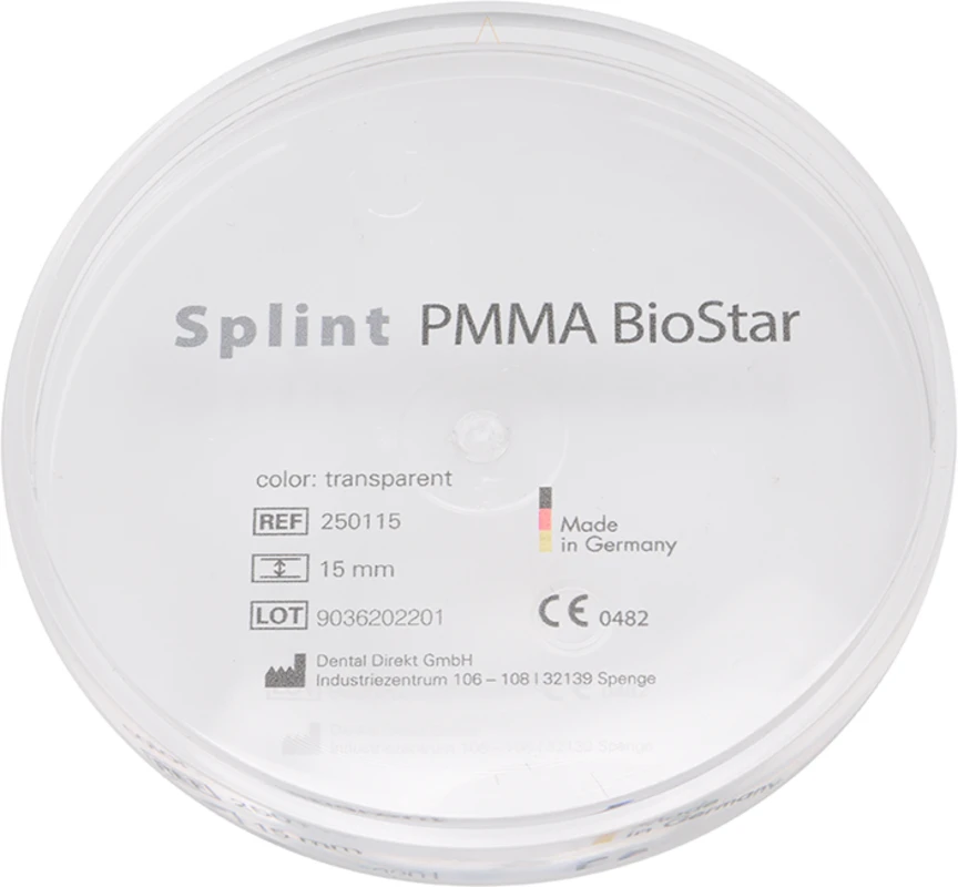Splint PMMA BioStar Stück H 15 mm, transparent
