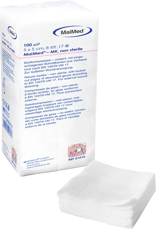 MaiMed® MK Packung 100 Stück 8-fach, unsteril, 5 x 5 cm