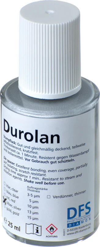 Durolan Flasche 25 ml Stumpflack silber, Schichtstärke 13 µm