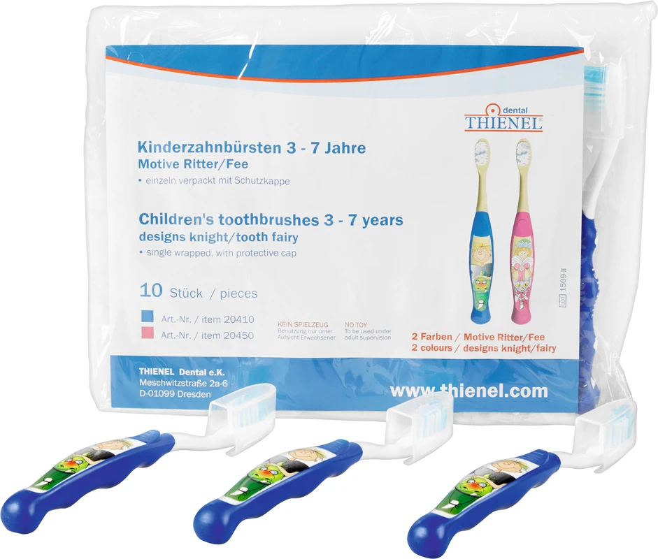 Kinderzahnbürsten mit Motiv Packung 10 Stück Ritter, blau