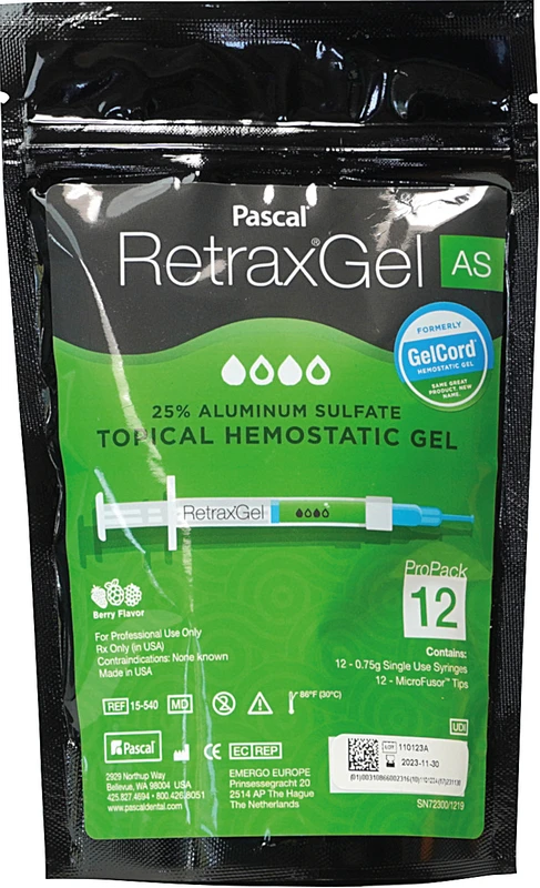 Retrax® Gel AS Aluminiumsulfat Packung 12 x 0,75 g Einwegspritze, 12 MicroFusor Applikatorspitzen