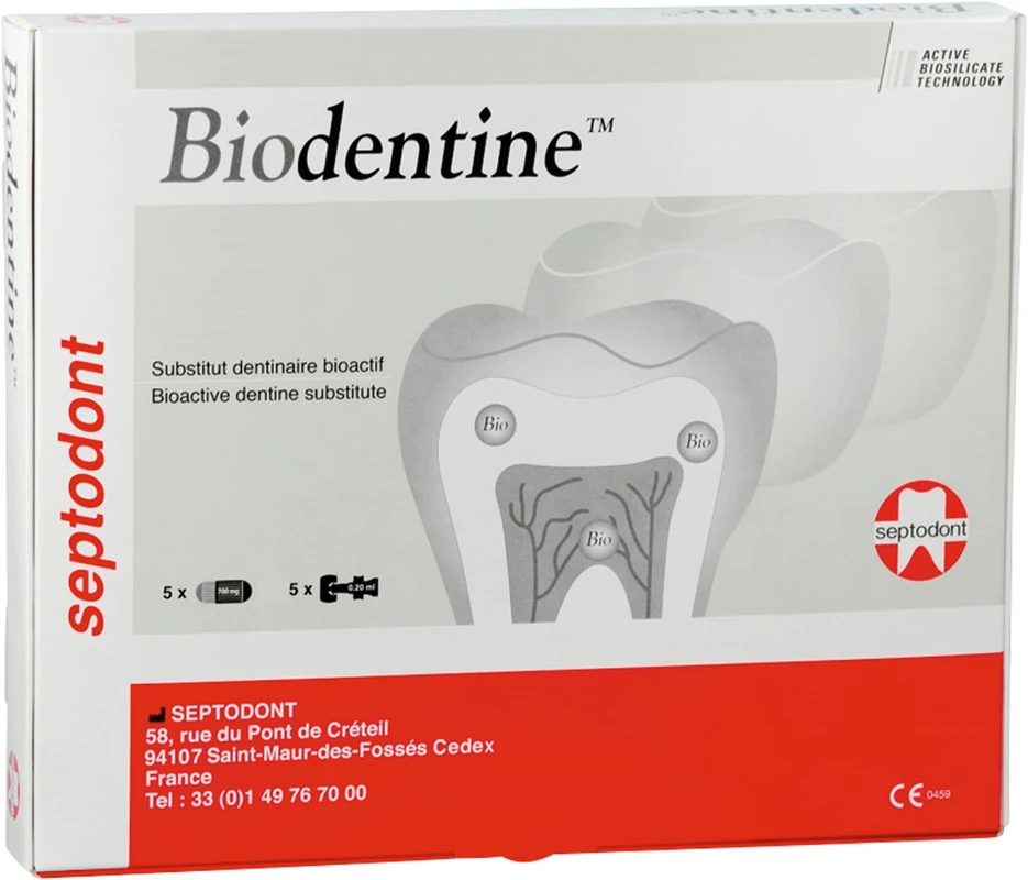 Biodentine™ Packung 5 Kapseln Pulver, 5 Flüssigkeitspipetten