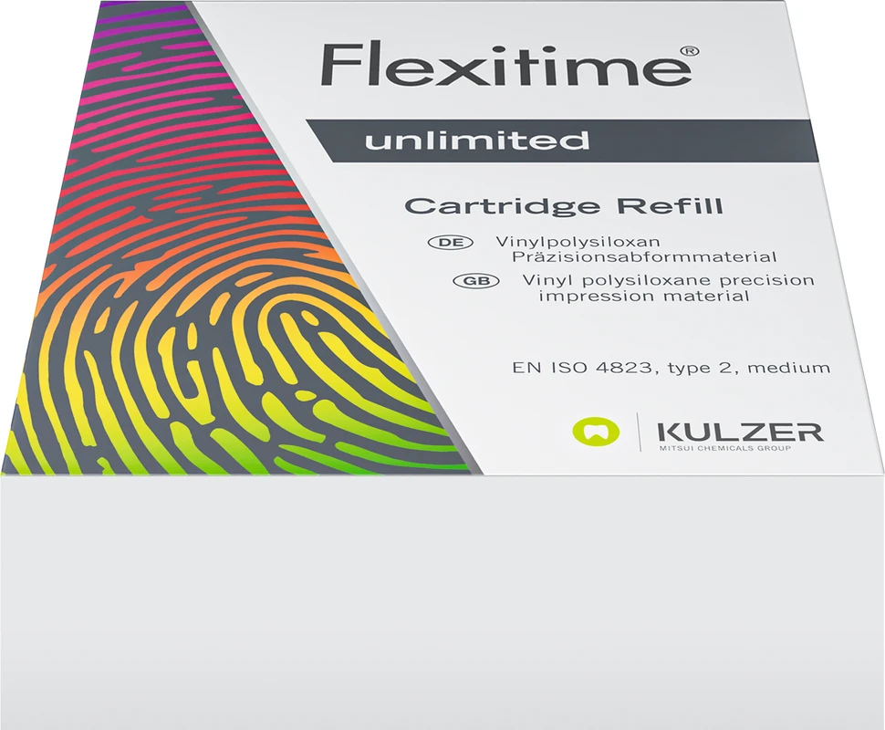 Flexitime® unlimited Refillpackung 2 x 50 ml Kartusche, 5 Mixing Tips, 6 Intraoral Tips, 1 Gebrauchsinformation