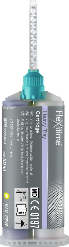 Flexitime® Packung 2 x 50 ml Doppelkartusche Heavy Tray, schwerfließend, 6 Mischkanülen grün 1:1