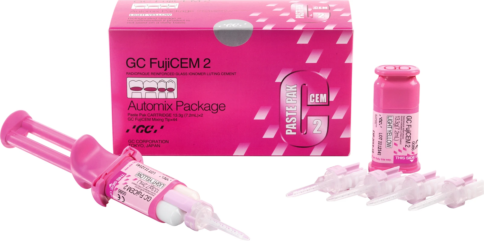 GC FujiCEM® 2 SL Kennlernset 7,2 ml Kartusche SL, 15 Mixing Tips SL, 5 Mixing Tip SL Endo, 1 Dispenser
