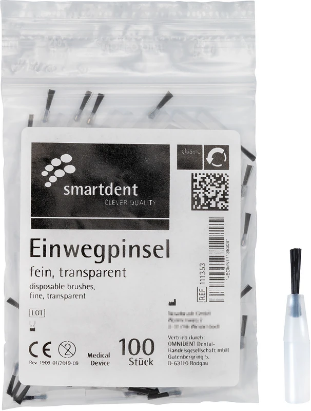 smart Einwegpinsel Packung 100 Stück, Haar schwarz und kurz, fein