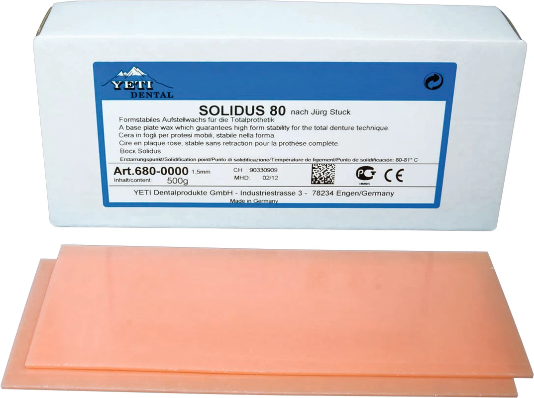 Solidus 80 Packung 500 g Plattenwachs, 1,5 mm, mittelhart