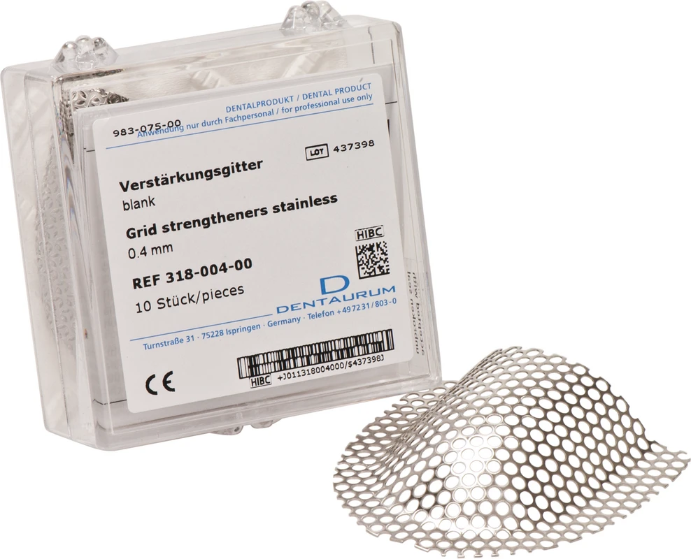 Verstärkungsgitter Packung 10 Stück Stärke 0,4 mm, Edelstahl Verstärkungsgitter Dentaurum