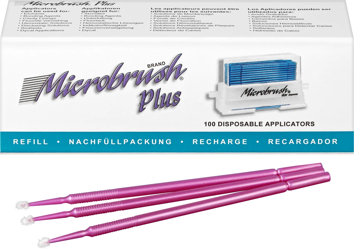 Microbrush® Applikatoren Plus Serie Packung 100 Stück pink, fein 1,5 mm
