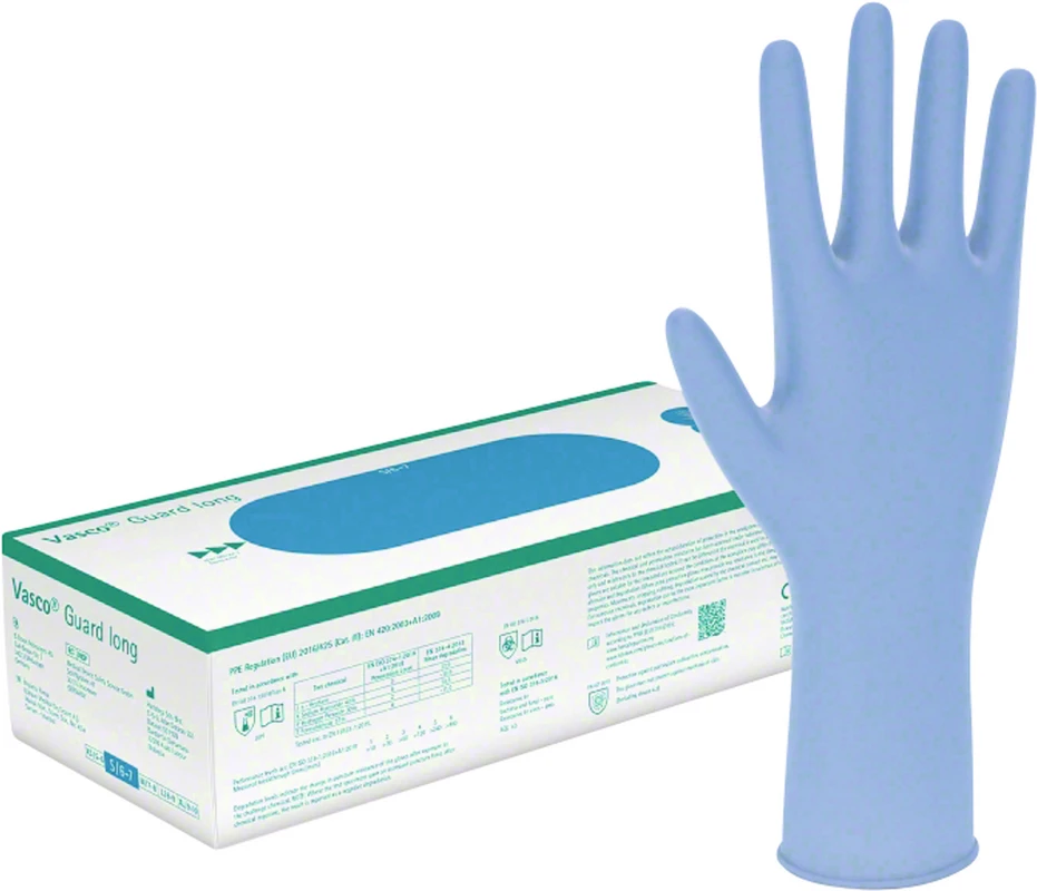 Vasco® Guard long Packung 100 Stück puderfrei, blau, M
