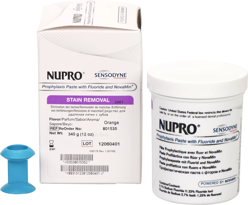 NUPRO® mit NovaMin® Packung 340 g Reinigungspaste mit Fluorid, Prophy Grip, Orange