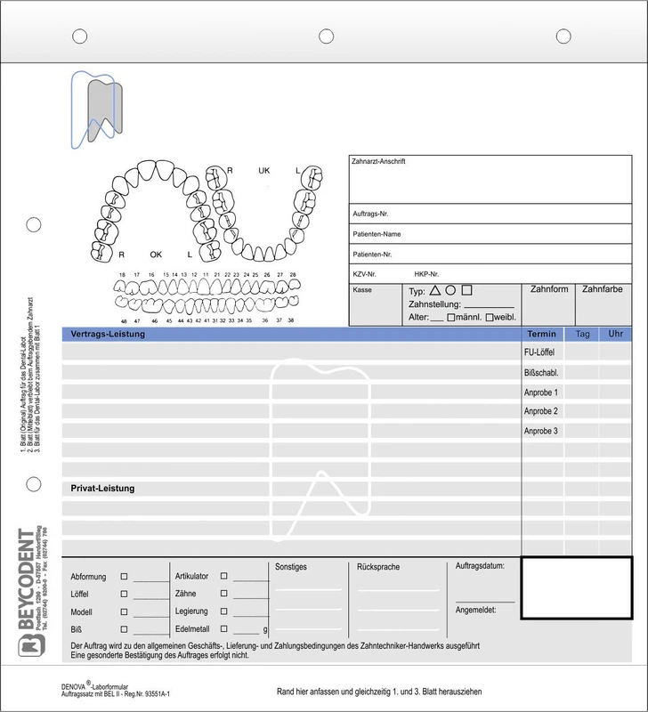 Labor-Auftrag professionell Beycodent