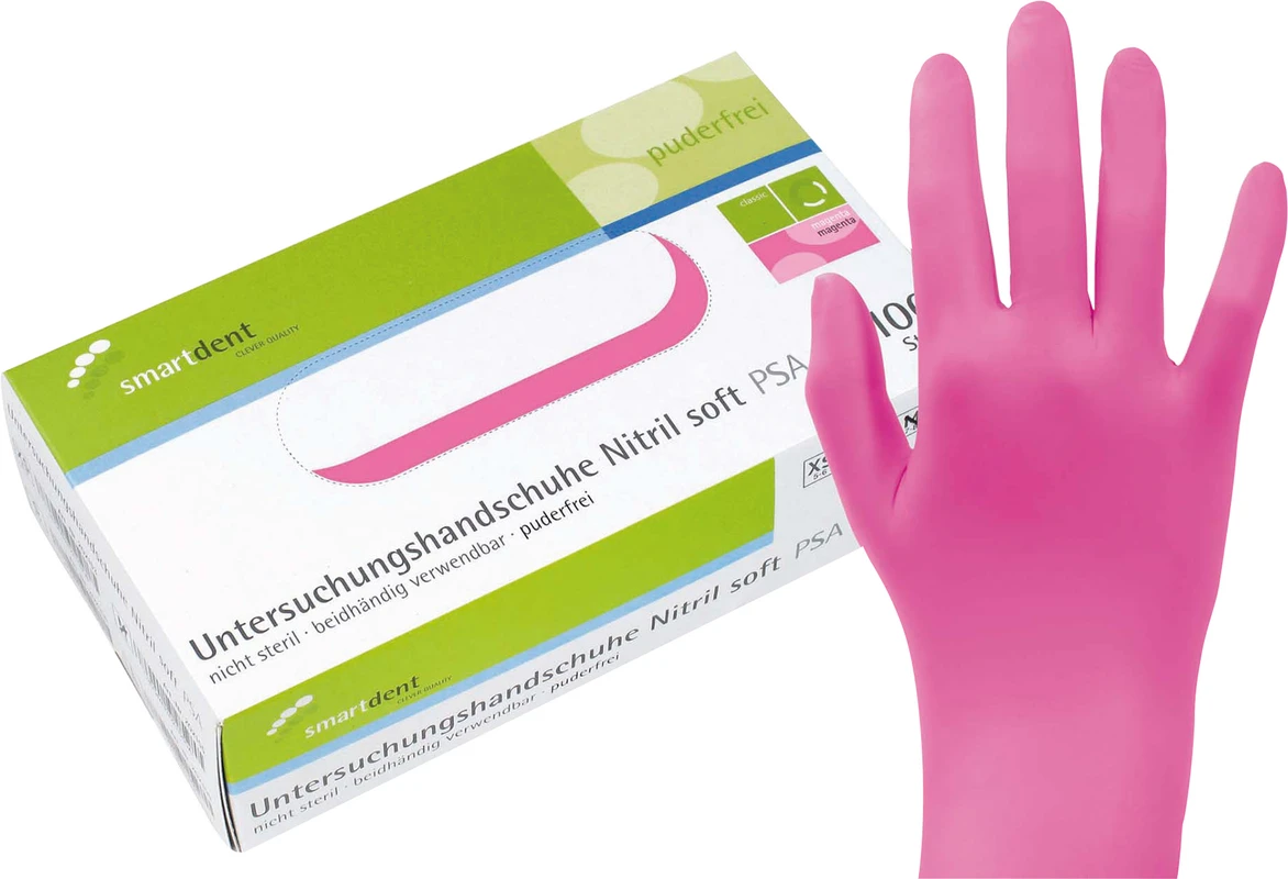 smart Nitrilhandschuhe Soft PF Packung 100 Stück puderfrei, magenta, S