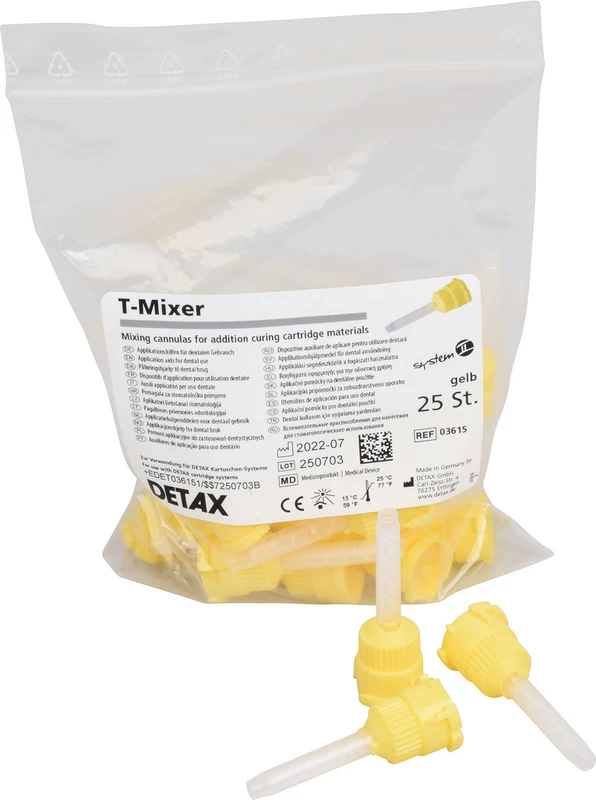 Automix 2 Mischkanülen Packung 25 Stück gelb