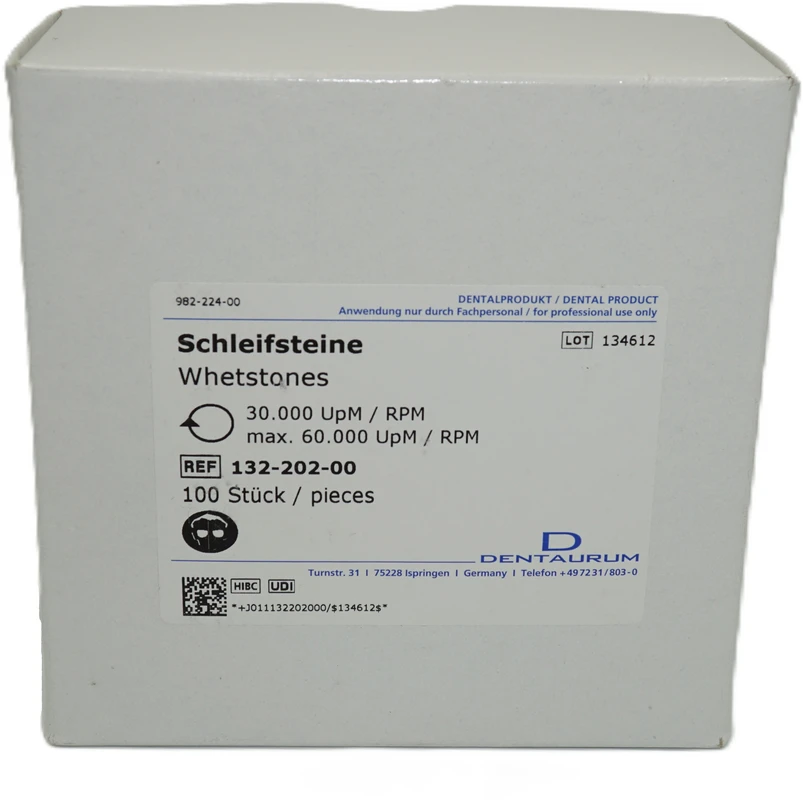 Schleifsteine Packung 100 Stück HP, braun mittel, weich, Figur 107 zylindrisch, ISO 050