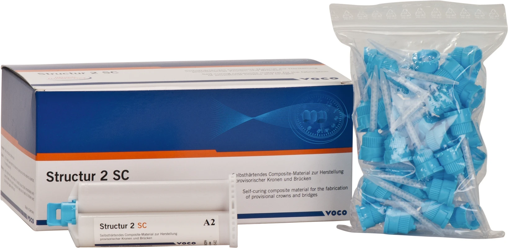 Structur 2 SC Großpackung 5 x 75 g Doppelkartusche A2, Mischkanülen Typ 6 Structur 2 SC VOCO