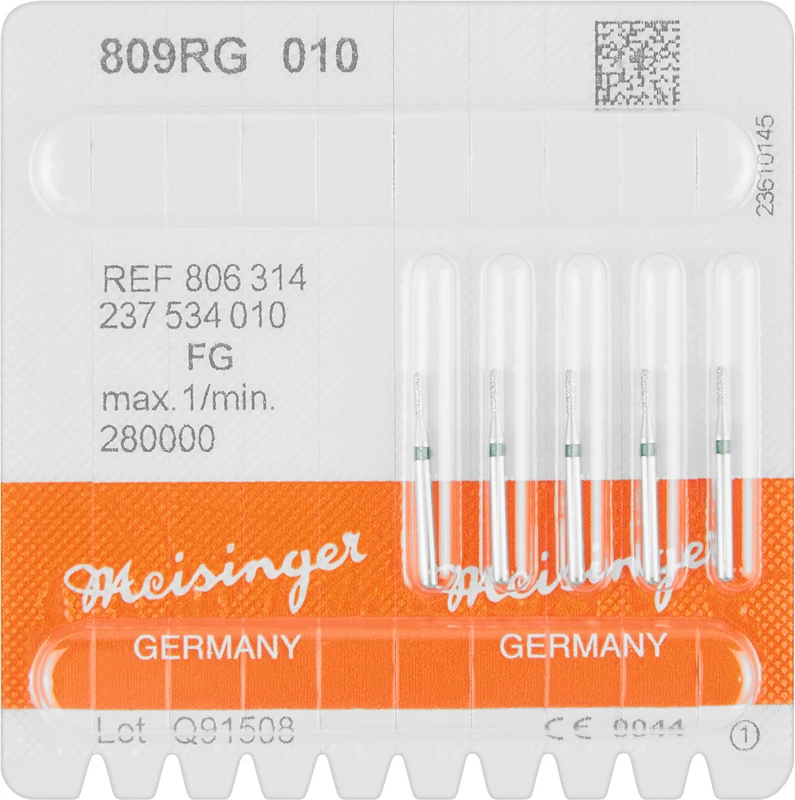 Diamanten 809 Packung 5 Stück grün grob, FG, Figur 237 Birne rund, 3,7 mm, ISO 010