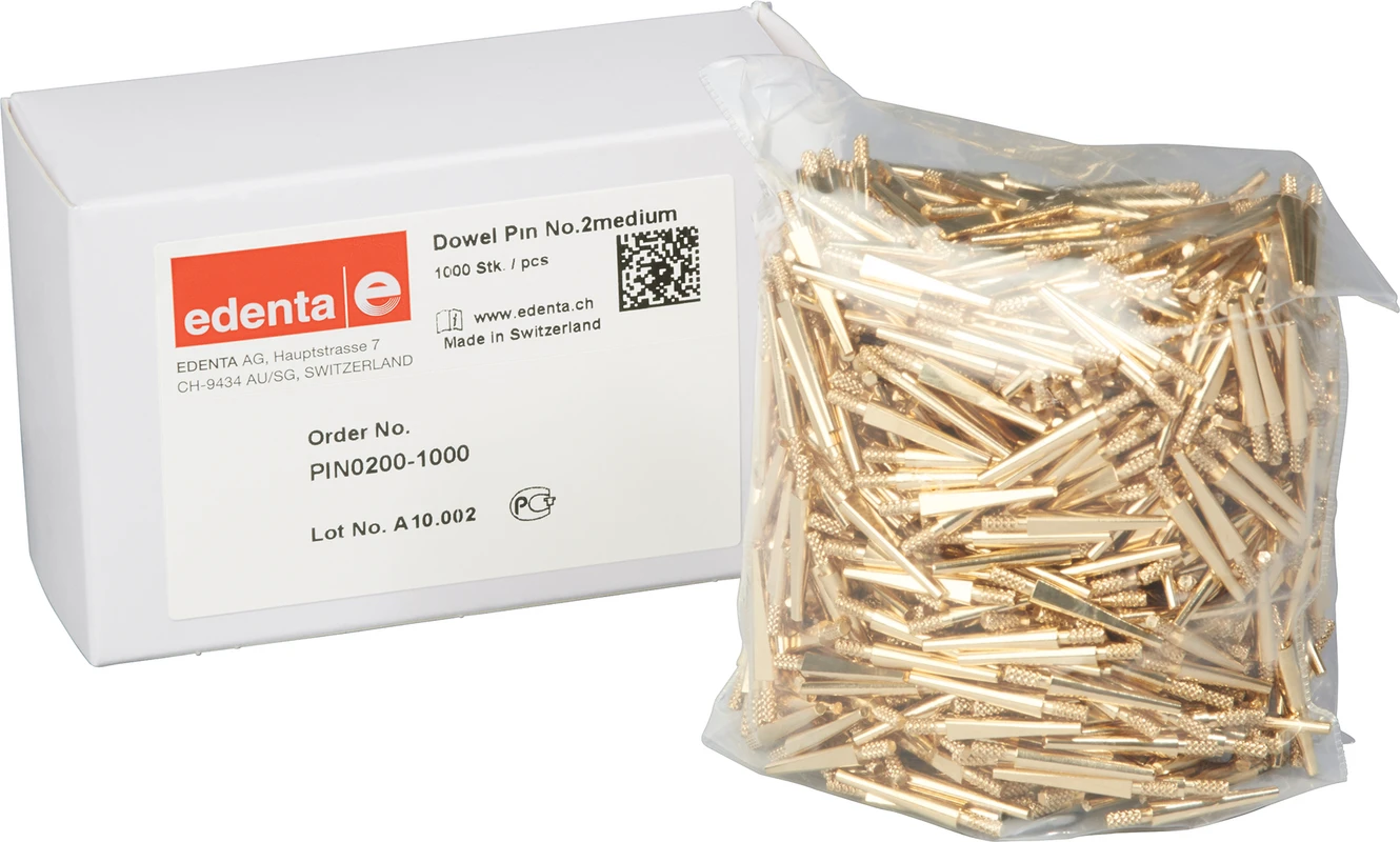 Dowel Pins Packung 1.000 Stück Größe 2, 22 mm, mittel Dowel Pins Edenta