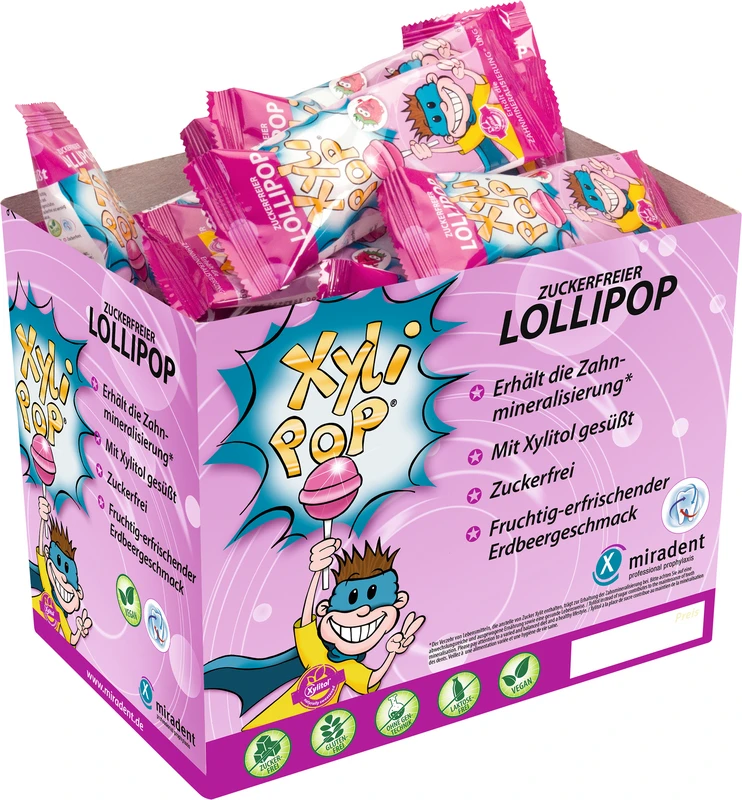XyliPOP® Lollipop Box 50 x 6 g Stück Erdbeere