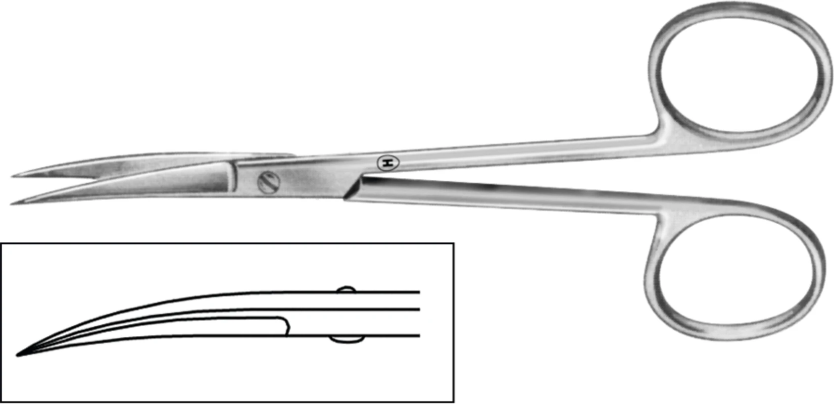 Chirurgische Scheren Stück HSB 015-11, 115 mm, gebogen