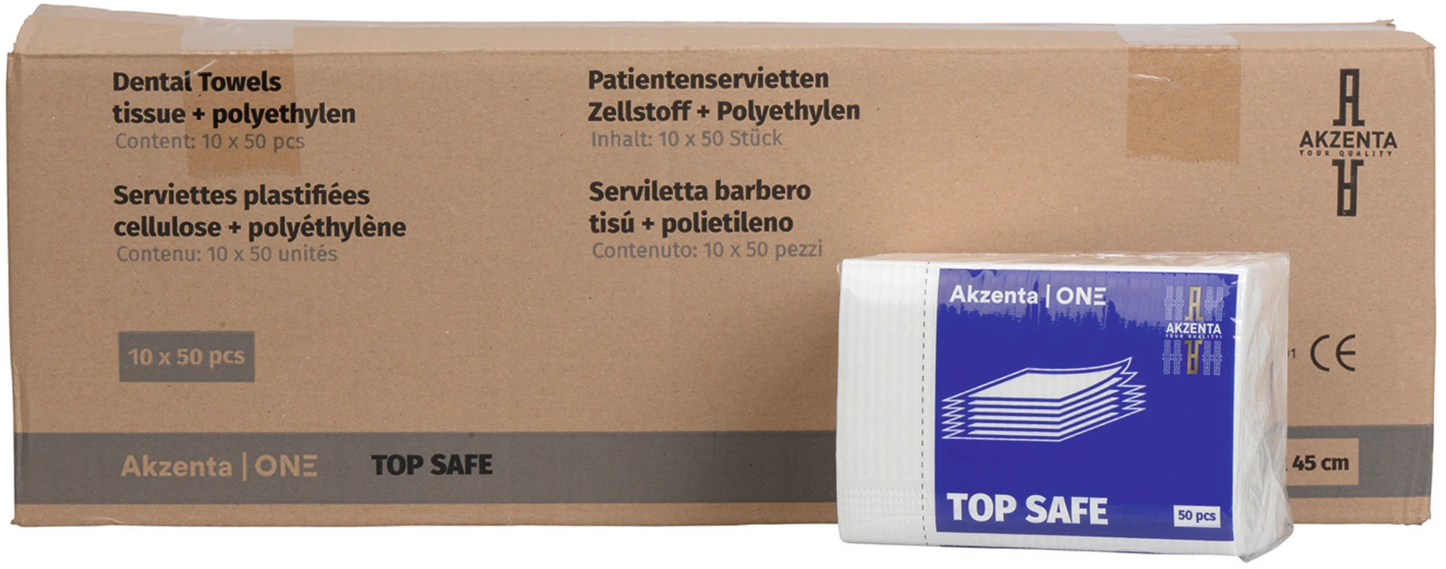 TOP SAFE Patientenservietten Karton 10 x 50 Stück weiß, 33 x 45 cm, 2-lagig