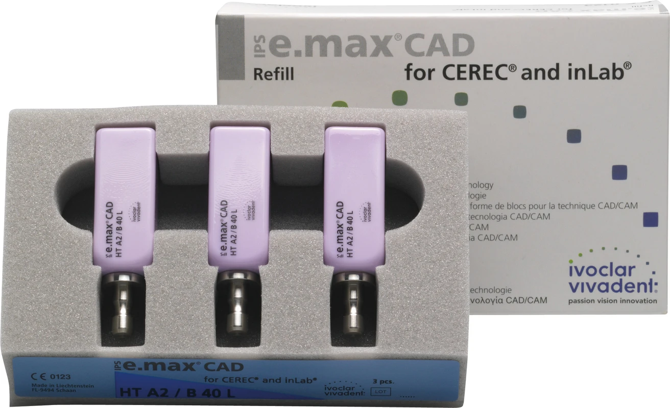 IPS e.max CAD Veneering Solutions for CEREC/inLab Packung 3 Stück Gr. B40 L, A2 HT