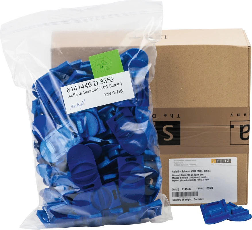 Aufbiss-Schaum Ersatz Packung 100 Stück blau