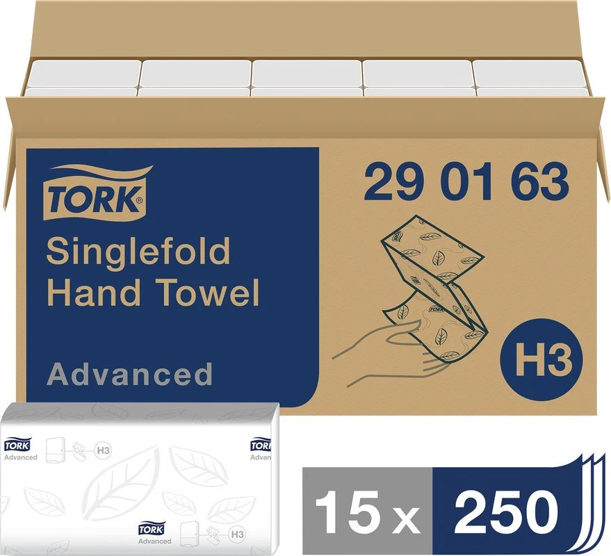 TORK® Zickzack Handtücher (V-Falz) H3 System Karton 15 x 250 Stück 2-lagig, hochweiß, 24,8 x 23 cm