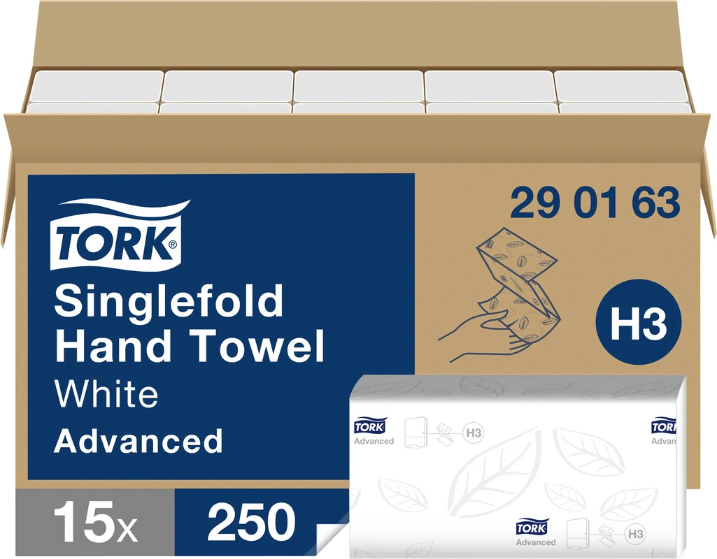 TORK® Zickzack Handtücher (V-Falz) H3 System Karton 15 x 250 Stück 2-lagig, hochweiß, 24,8 x 23 cm