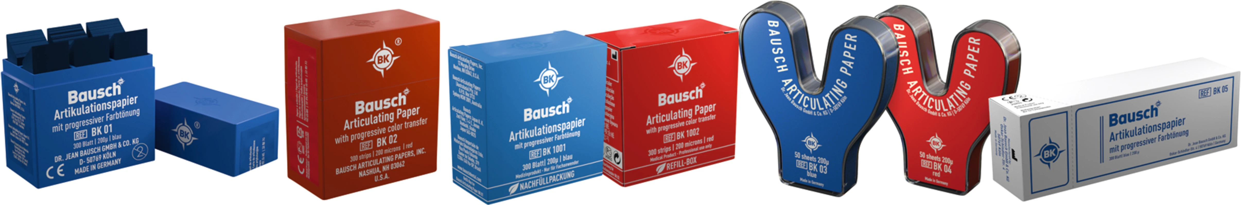 Artikulationspapier 200 µ Plastik-Kassette 300 Stück blau, gerade, BK 01