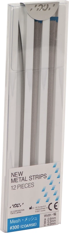 GC NEW METAL STRIPS Packung 12 Stück (4 x 2,6 mm, 4 x 3,3 mm, 4 x 4 mm), Körnung 300