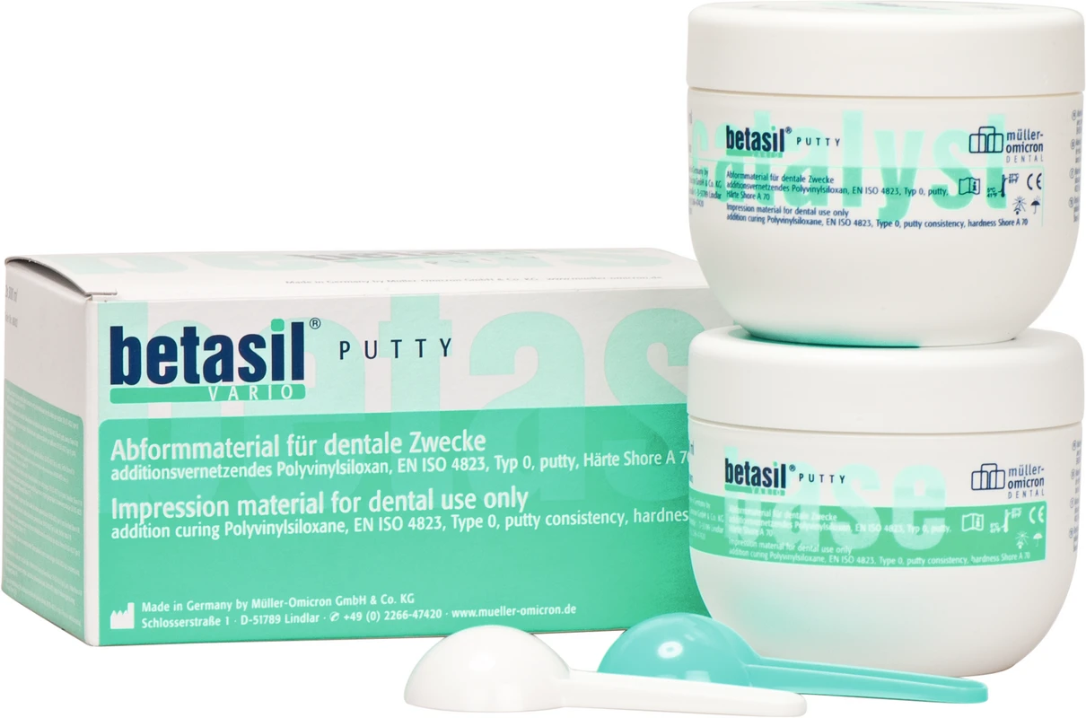 betasil® VARIO PUTTY Packung 300 ml Base, 300 ml Katalysator betasil® VARIO PUTTY Müller-Omicron