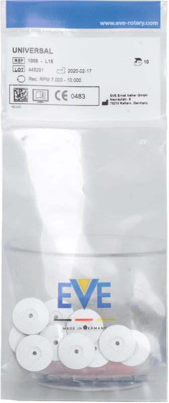 EVE UNIVERSAL Packung 10 Stück unmontiert, weiß grob, Figur Linse, 15 x 2,5 mm
