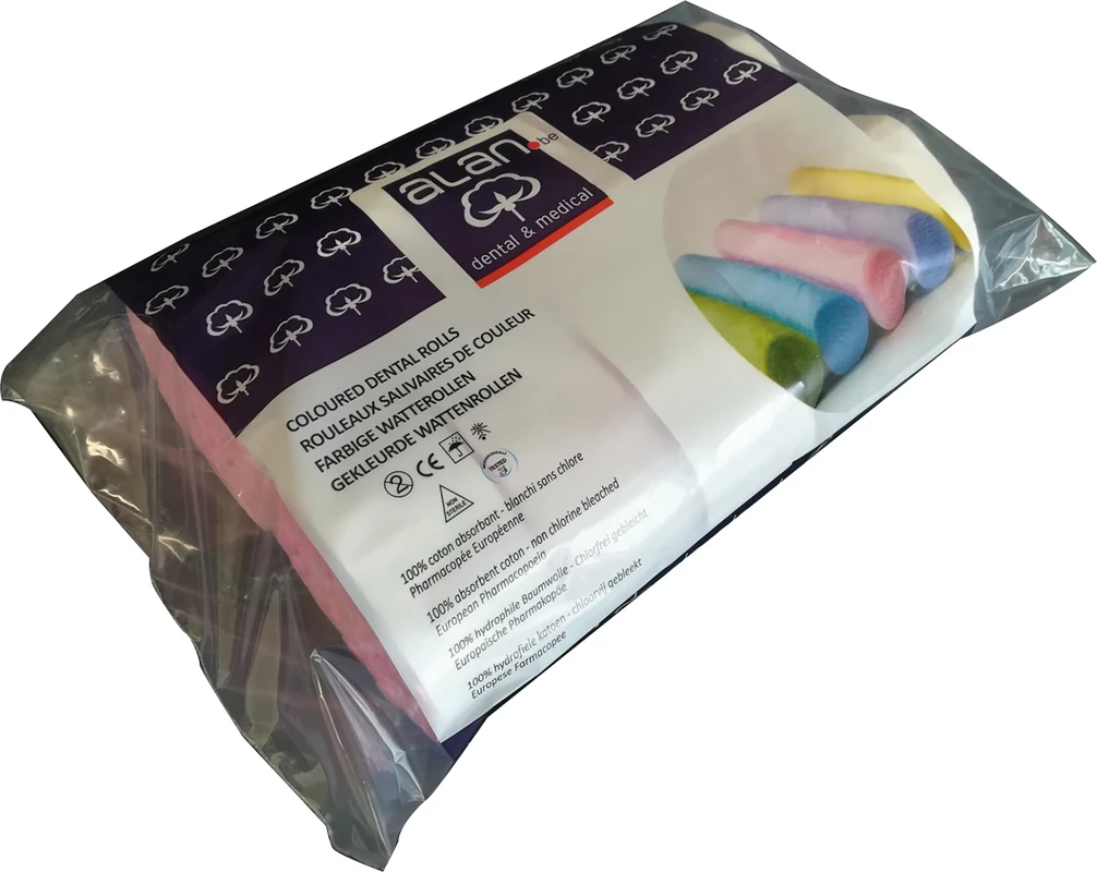 Farbige Watterollen Packung 400 Stück blau, Ø 10 mm, ca. 36 mm, Größe 2