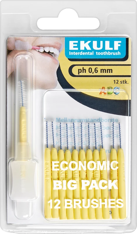EKULF Interdentalbürsten ph Packung 12 Stück gelb, Ø 0,6 mm