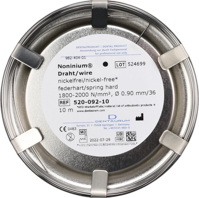 Noninium® Draht Rolle Draht rund, federhart, Ø 0,9 mm