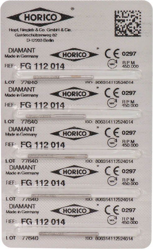 Diamantschleifer 112 Packung 5 Stück FG, Figur 112, 10 mm, ISO 014