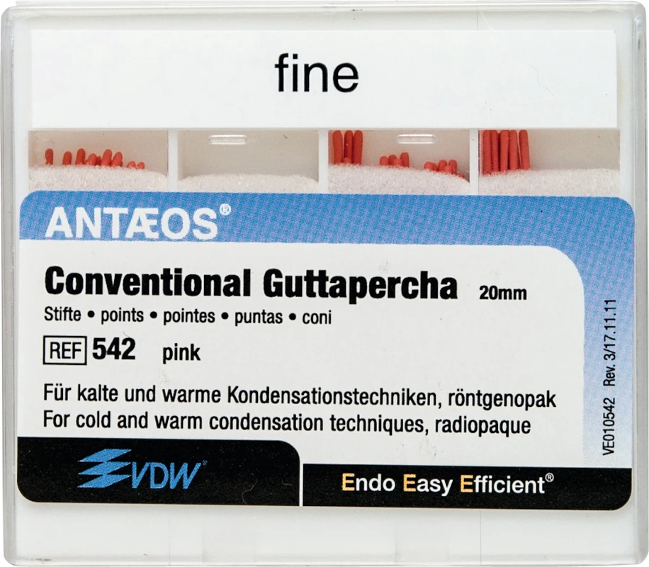 Guttapercha Konventionell Packung 100 Stück rosa F